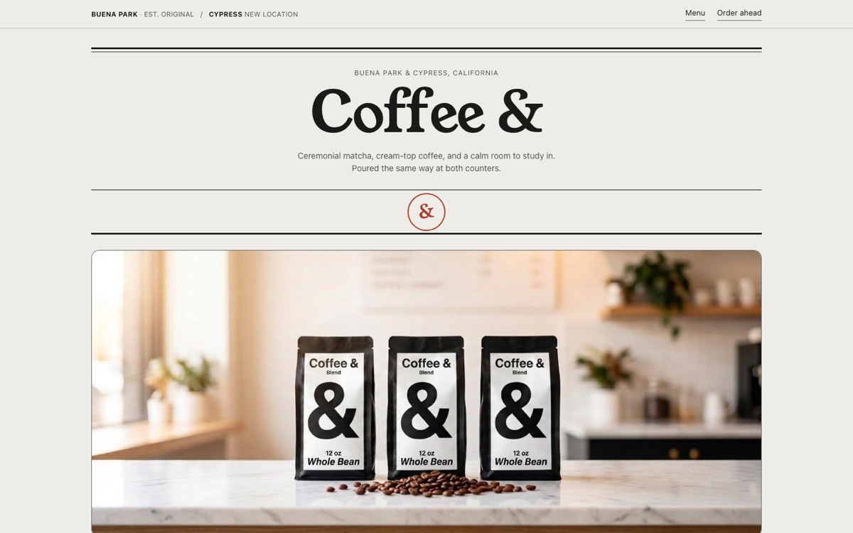 coffee& — cafe site redesign.