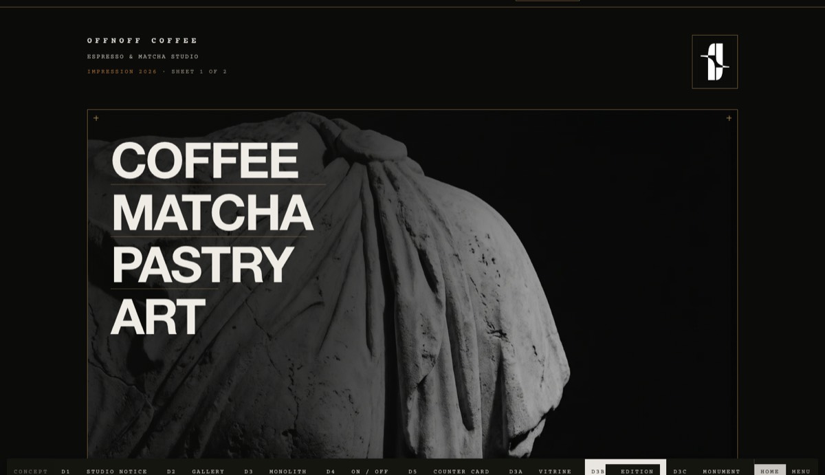 OFFNOFF — spec site for a local shop.
